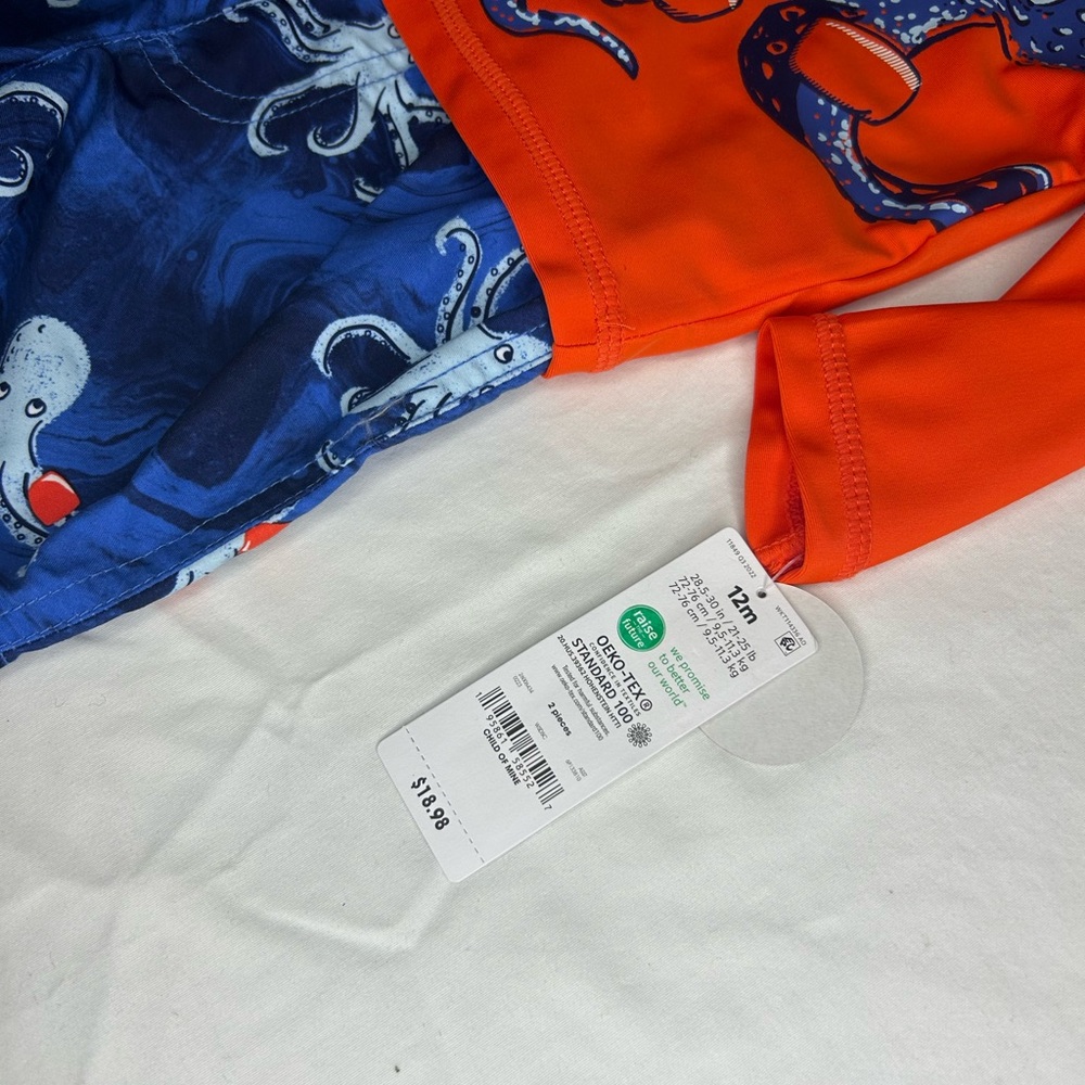 Carters Red and Blue Octopus Rashguard Set size 12M SKU A14 - Picture 4 of 6